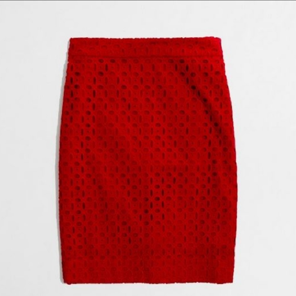 Vibrant J. Crew Factory Eyelit pencil skirt